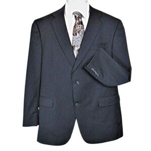 Suit Jacket Hart Schaffner Marx for Dillard's Vintage Pinstripe Blue Mens Sz 44R